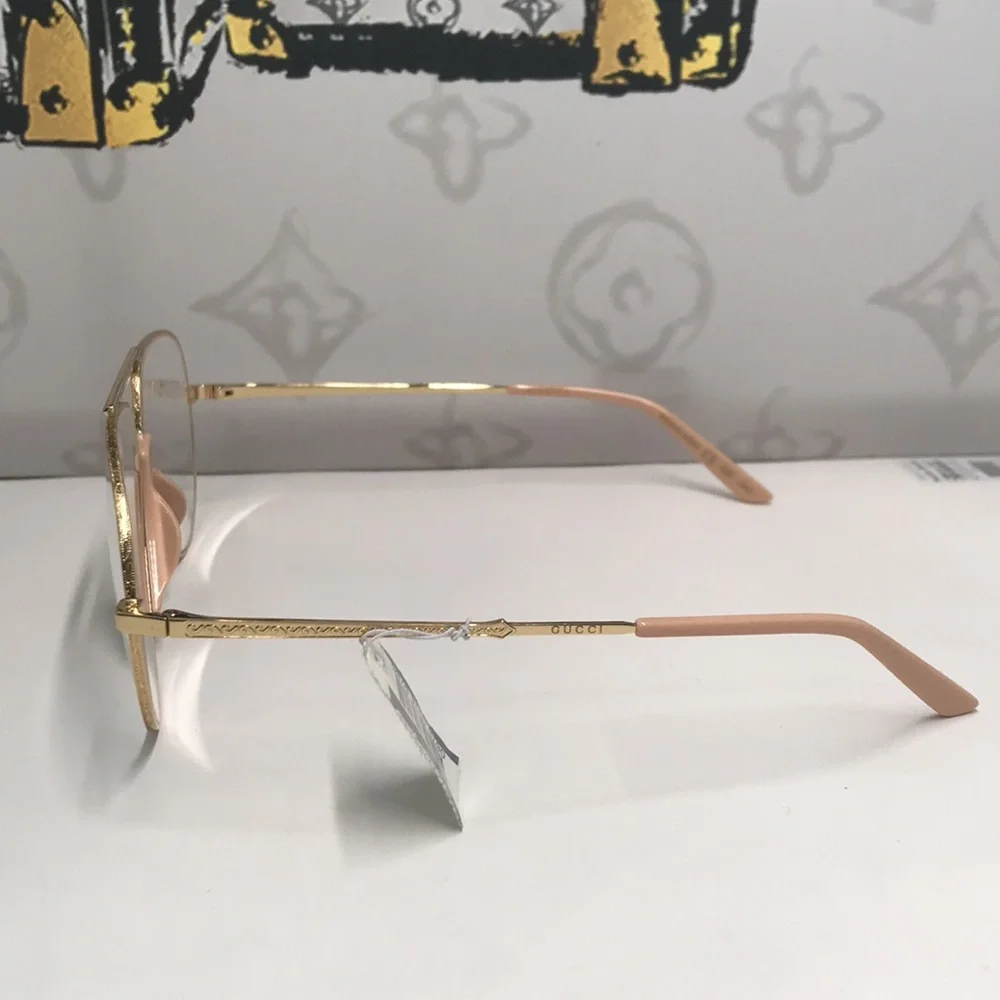 New Authentic Gucci GG0432S 001 Gold Clear Pilot Sunglasses – New
